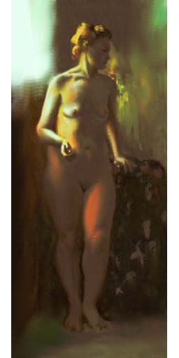 mary, nude portrait, academic model, neoimpressionism, contemporary art, artist, impressionism, art deco, painting, digital painting, Nicholaas Chiao