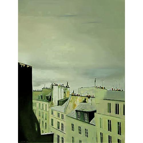paris rooftops, cityscape, neoimpressionism, contemporary art, artist, impressionism, Nicholaas Chiao