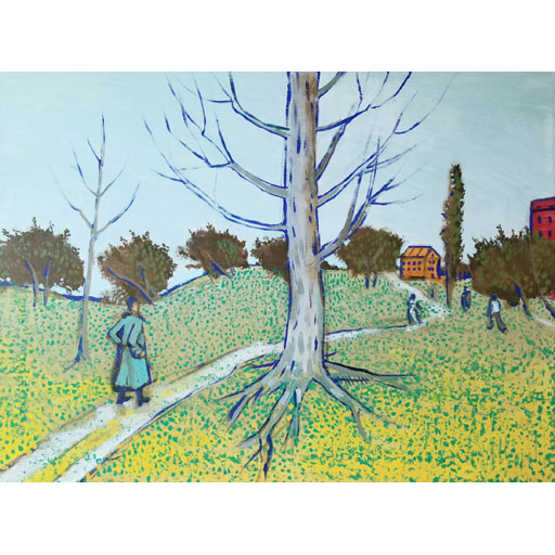 road, apple garden, rural, neoimpressionism, contemporary art, artist, impressionism, Nicholaas Chiao