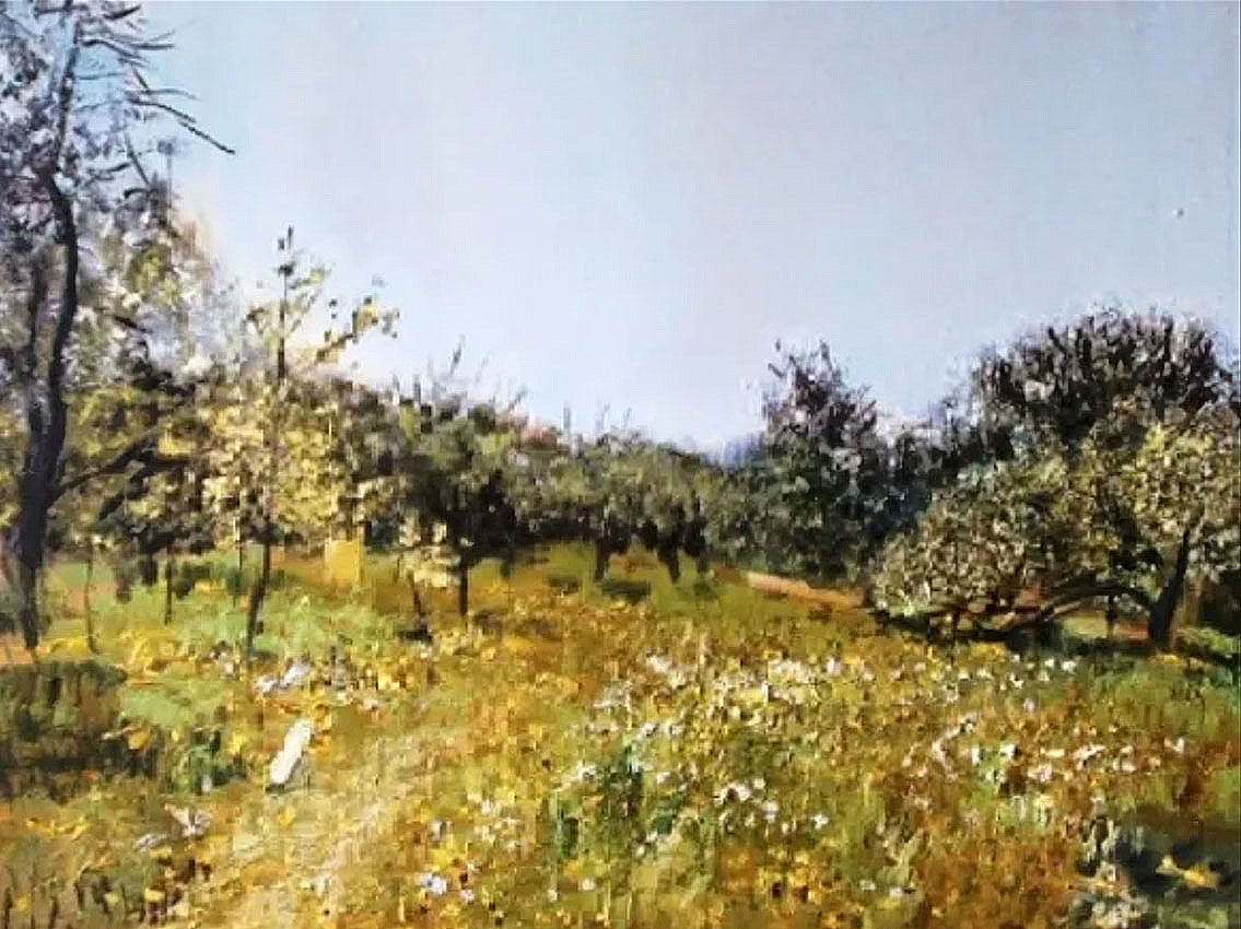 apple orchard, apple garden, impressionism, neo impressionism, art, fine art, painting, Nicholaas Chiao