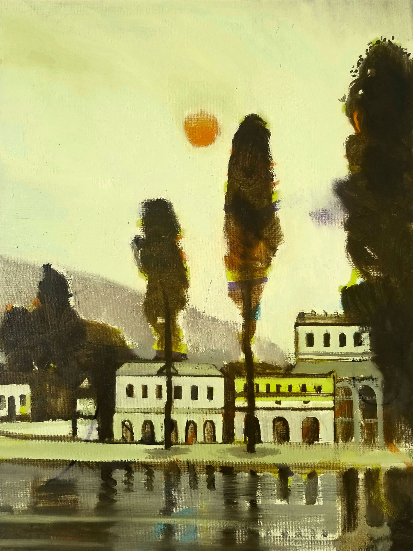 evening in Crimea, southern resort, impressionism, neo impressionism, art, fine art, painting, Nicholaas Chiao